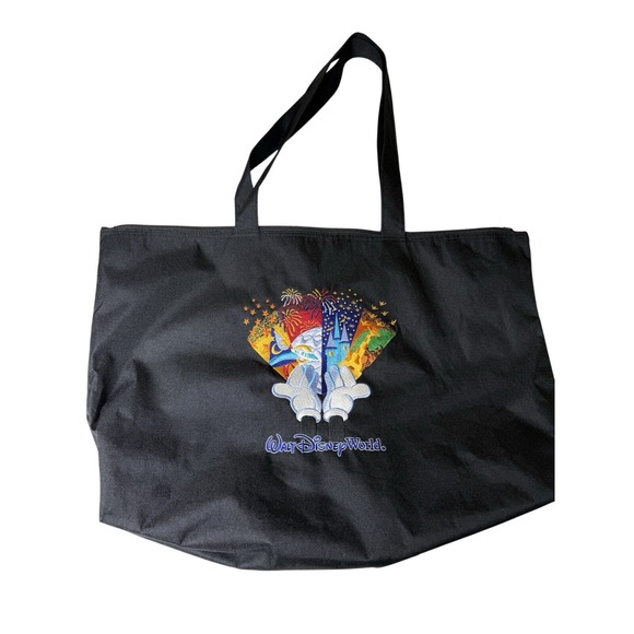 Disney | Bags | Walt Disney World Large Black Tote Bag Mickey Fireworks ...